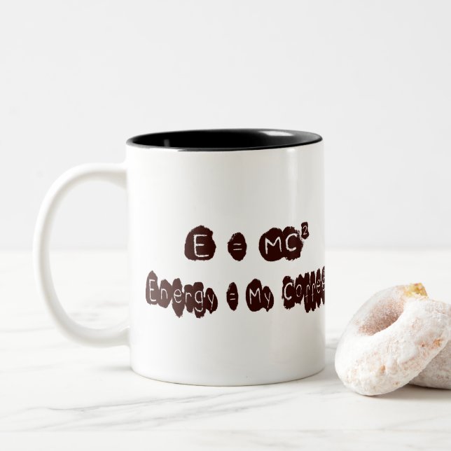 Caneca De Café Em Dois Tons E=MC Café (Com Donut)