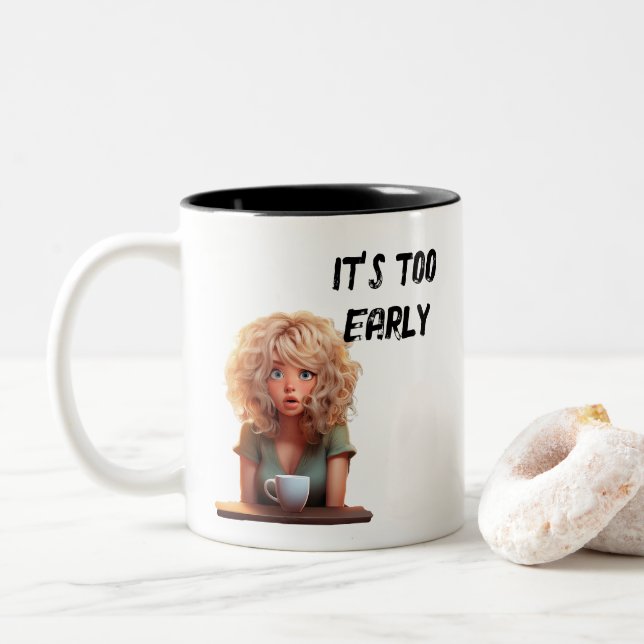 Caneca De Café Em Dois Tons É muito cedo (Com Donut)