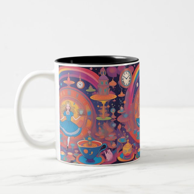 Caneca De Café Em Dois Tons É o Tea Time Alice Mugs (Esquerda)