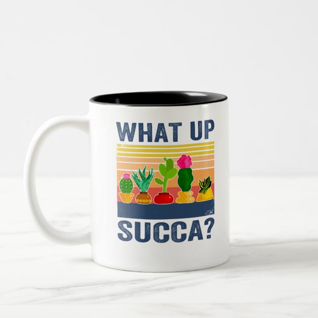 Caneca De Café Em Dois Tons E Succa? Engraçado Cactus Suculento (Esquerda)