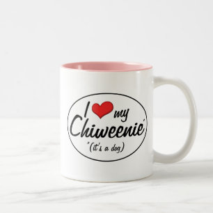 Caneca De Café Em Dois Tons É um cão! Eu amo meu Chiweenie