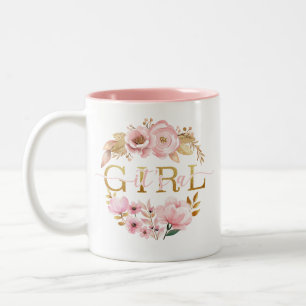 Caneca De Café Em Dois Tons É uma garota esbranquiçada, cor-de-rosa