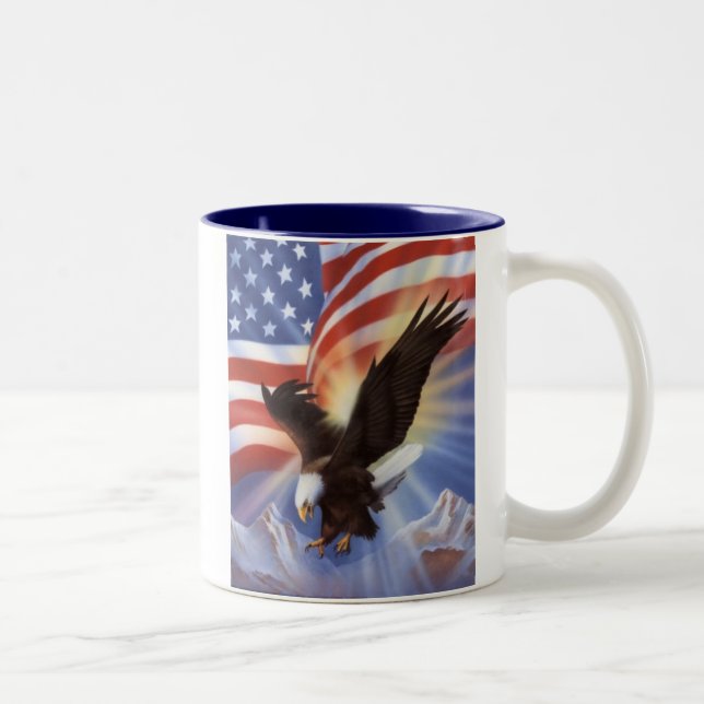 Caneca De Café Em Dois Tons Eagle-bandeira, nascer & aumentado Nos EUA (Direita)
