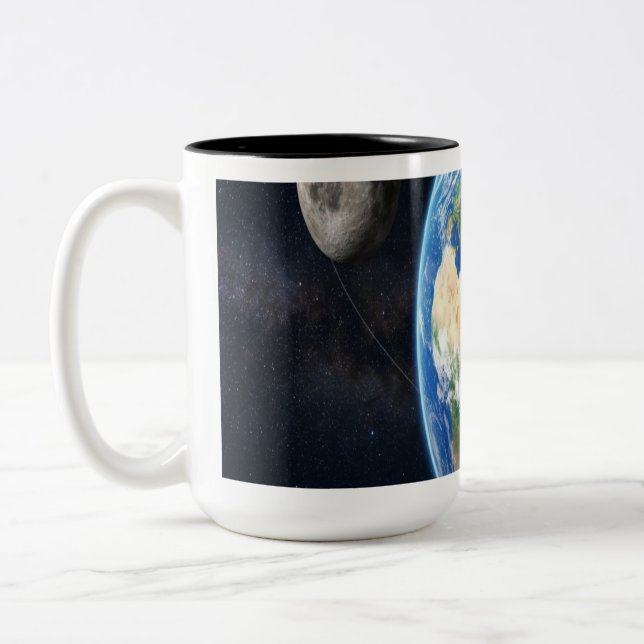 Caneca De Café Em Dois Tons Earth with Two Moons (Esquerda)