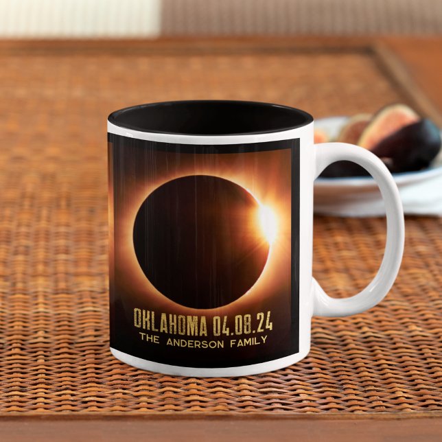 Caneca De Café Em Dois Tons Eclipse Solar Total Oklahoma 2024 Personalizado (Criador carregado)