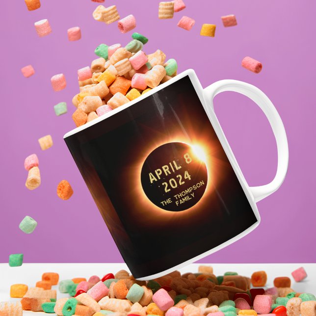 Caneca De Café Em Dois Tons Eclipse Total do Sol 8 de Abril de 2024 Personaliz (Criador carregado)