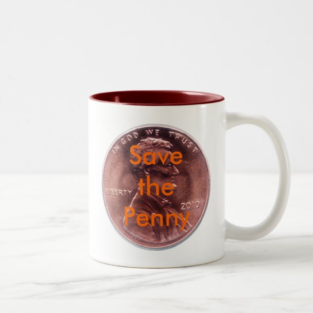 Caneca De Café Em Dois Tons Economize um centavo (Direita)