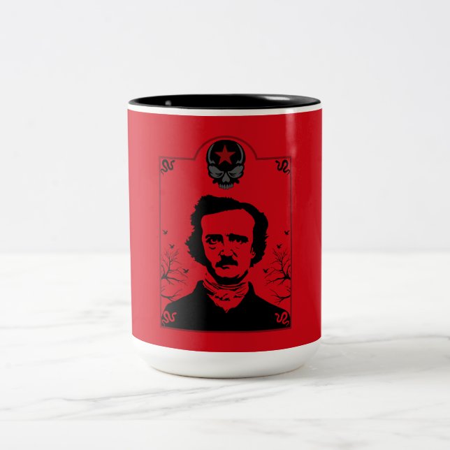 Caneca De Café Em Dois Tons Edgar Allan Poe Black Raven (Centro)