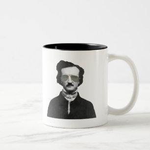 Caneca De Café Em Dois Tons Edgar Allan Poe em óculos escuros