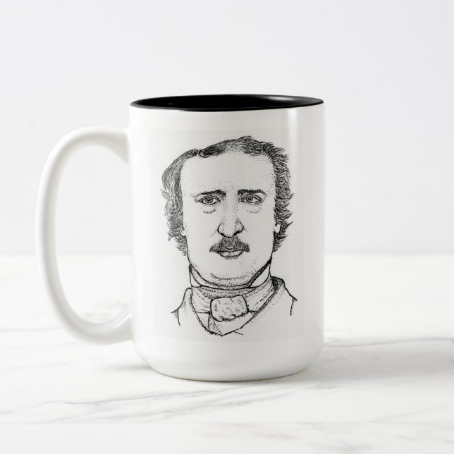 Caneca De Café Em Dois Tons Edgar Allan Poe Stipple Art Coffee Mug (Esquerda)