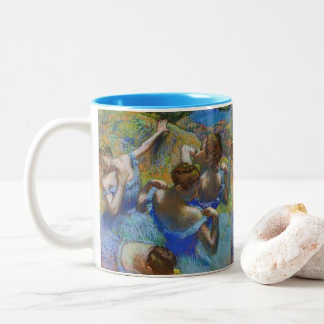 Caneca De Café Em Dois Tons Edgar Degas - Dançarinos Azuis (Com Donut)