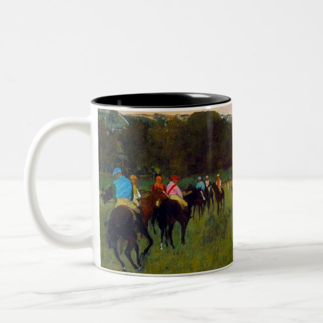 Caneca De Café Em Dois Tons Edgar Degas Race Horses em Longchamp (Esquerda)
