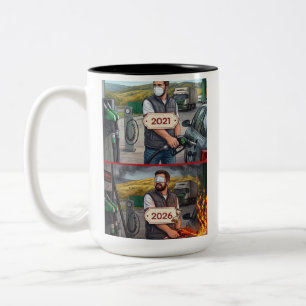 Caneca De Café Em Dois Tons Edição Crise Global - Sátira de Combustível e Infl