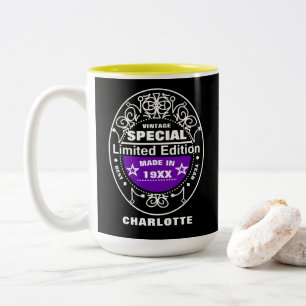 Caneca De Café Em Dois Tons Edição limitada Ano Nascer Personalizado Anivers