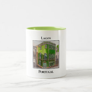 Caneca De Café Em Dois Tons Edifício Enfeitado com Azulejos Verdes, Lagos Port