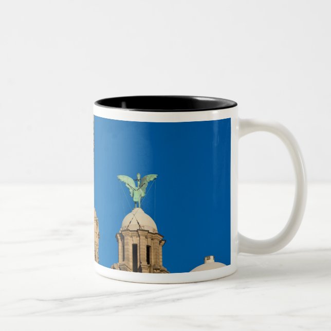 Caneca De Café Em Dois Tons Edifício Liver, Liverpool, Merseyside, Inglaterra (Direita)