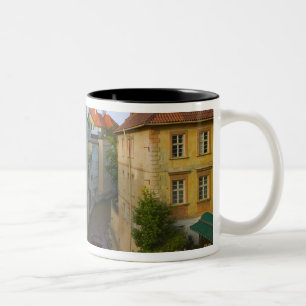 Caneca De Café Em Dois Tons Edifícios históricos com canal, Praga, República C