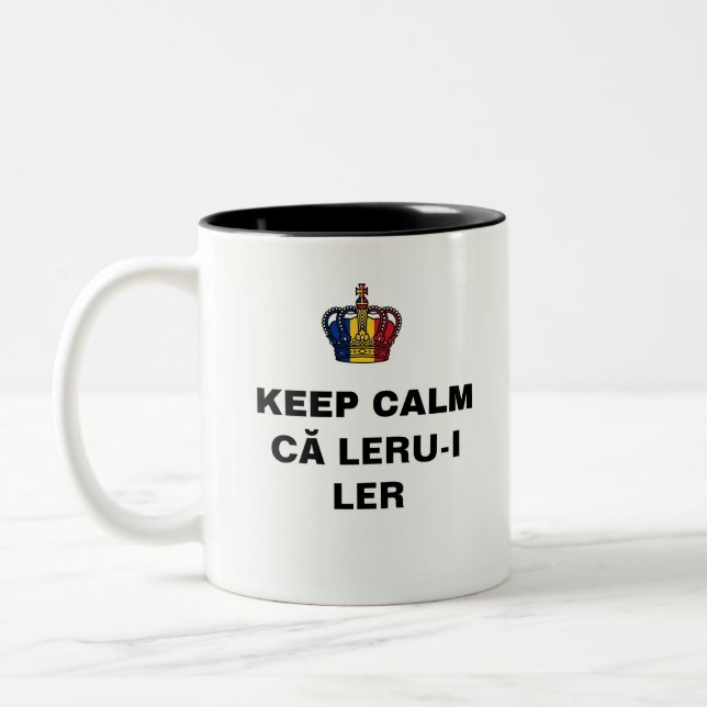 Caneca De Café Em Dois Tons editable KEEP CALM ca LERU-I LER (Esquerda)