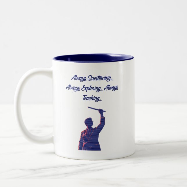 Caneca De Café Em Dois Tons Educador de Ciências Questionando Explorando Ensin (Esquerda)