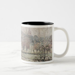 Caneca De Café Em Dois Tons Efeito da neve em Eragny, 1894