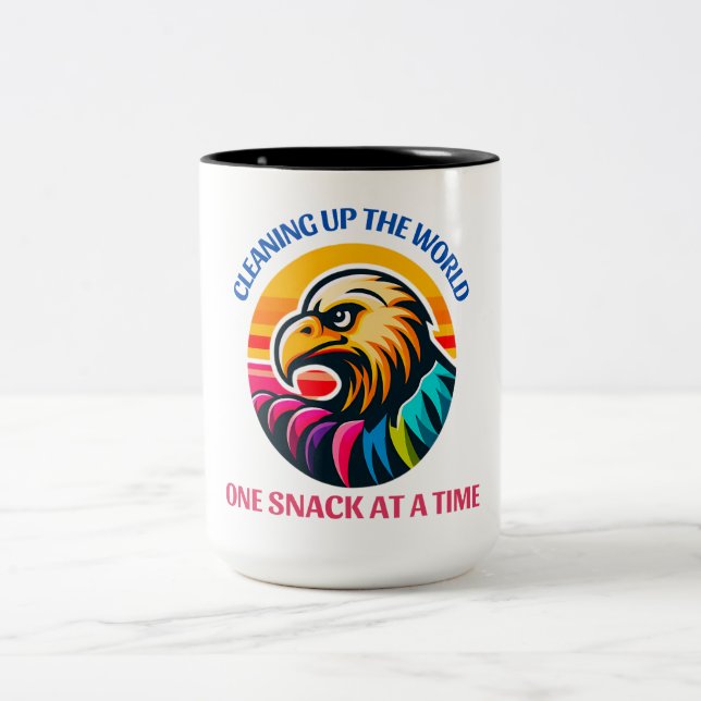 Caneca De Café Em Dois Tons Egípcio Abutre é símbolo da inteligência (Centro)