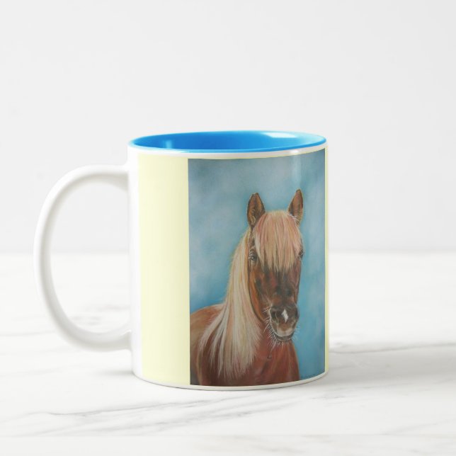 Caneca De Café Em Dois Tons égua de castanha equina com cavalo marrom-loiro (Esquerda)