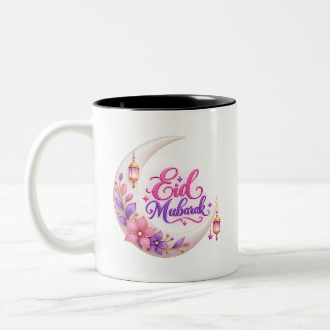 Caneca De Café Em Dois Tons Eid Mubarak  (Esquerda)