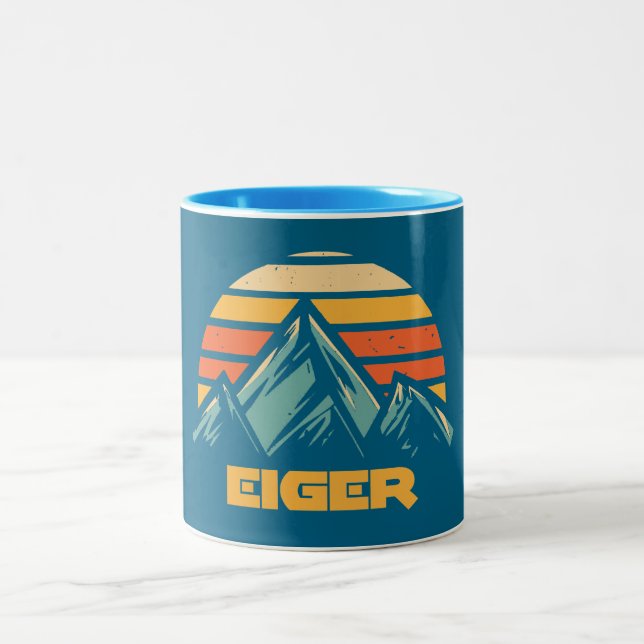 Caneca De Café Em Dois Tons Eiger Suíça Retro Turquesa (Centro)