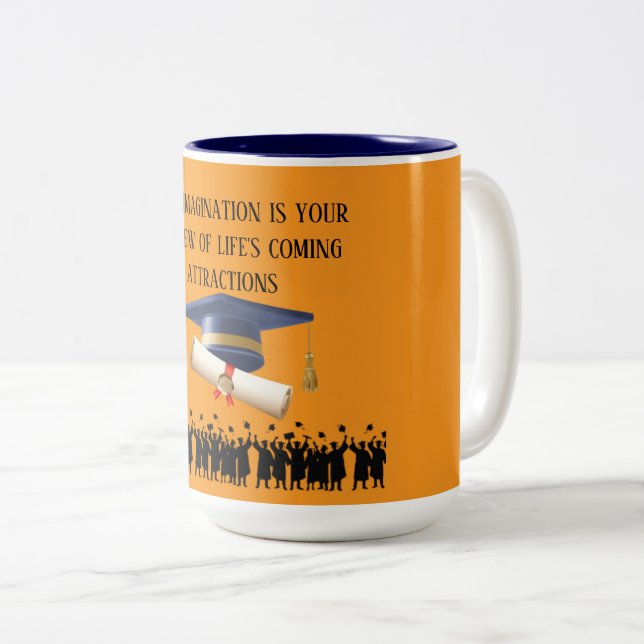 Caneca De Café Em Dois Tons Einstein's graduation motto orange (Frente Esquerda)
