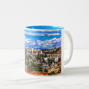 Caneca De Café Em Dois Tons El Albayzín, Granada, Andaluzia, Espanha.