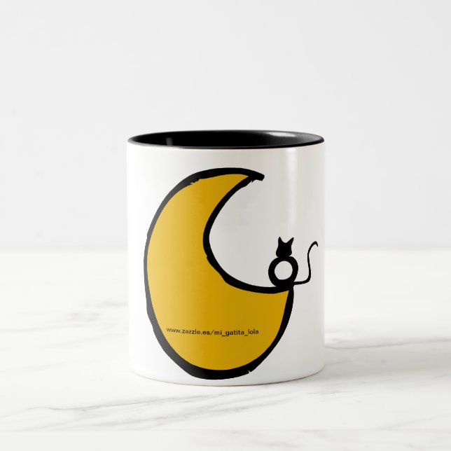 Caneca De Café Em Dois Tons El gato y la luna (Centro)