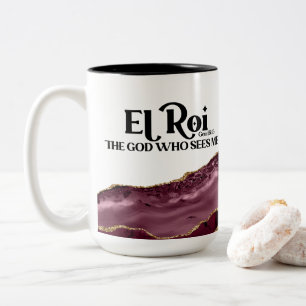 Caneca De Café Em Dois Tons El Roi O Deus Que Me Vê Monograma De Mármore Ver