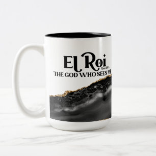 Caneca De Café Em Dois Tons El Roi O Deus Que Me Vê Monograma Do Mármaco Neg