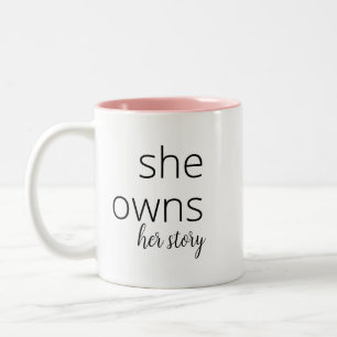 Caneca De Café Em Dois Tons Ela é dona de sua história   Citação Motivacional 