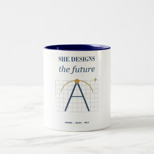 Caneca De Café Em Dois Tons Ela Projeta a Mulher Engenheira do Futuro