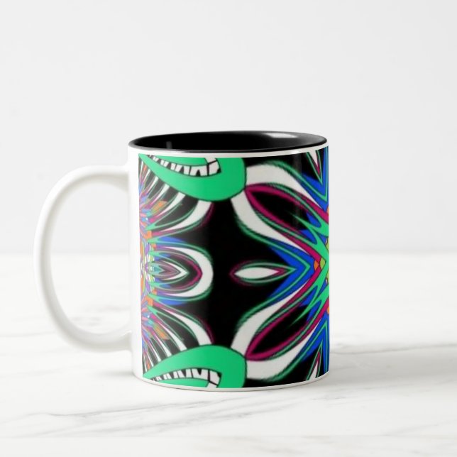 Caneca De Café Em Dois Tons Electric Bloom Mandala (Esquerda)