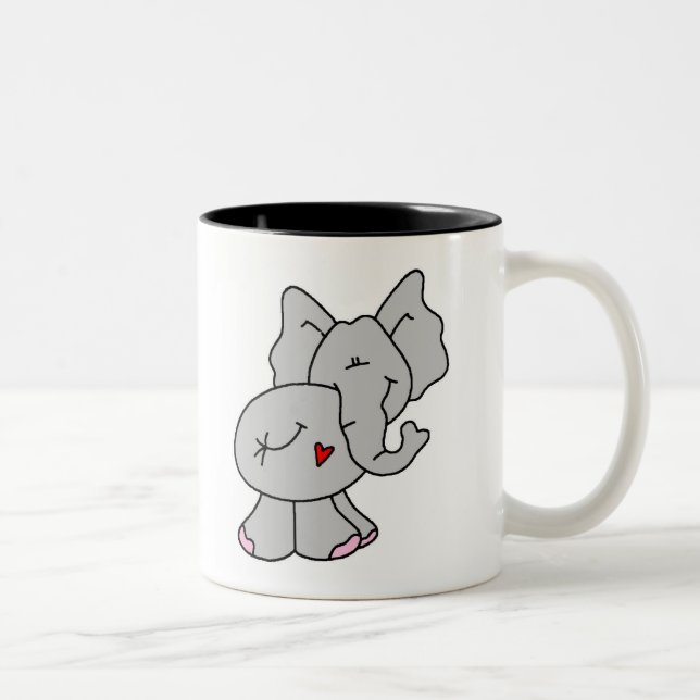 Caneca De Café Em Dois Tons Elefante cinzento bonito (Direita)