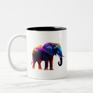 Caneca De Café Em Dois Tons Elefante Colorido Fofo