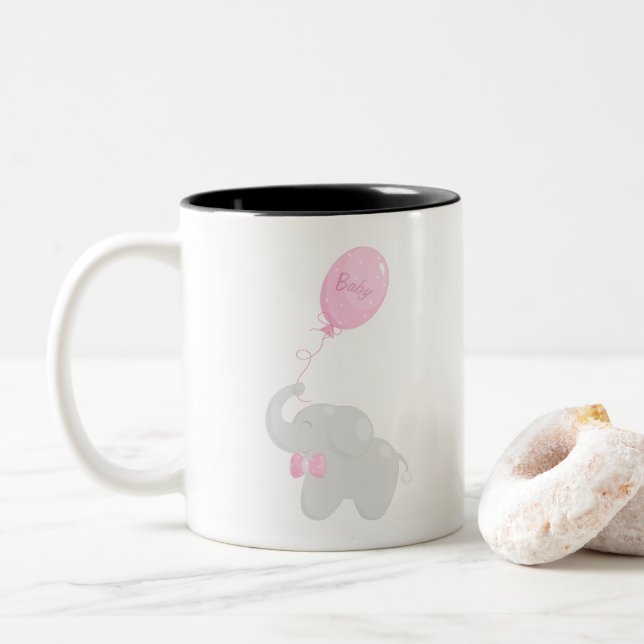 Caneca De Café Em Dois Tons Elefante com balão (Com Donut)