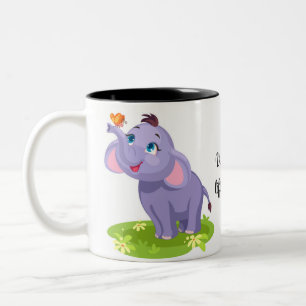 Caneca De Café Em Dois Tons Elefante de banda desenhada