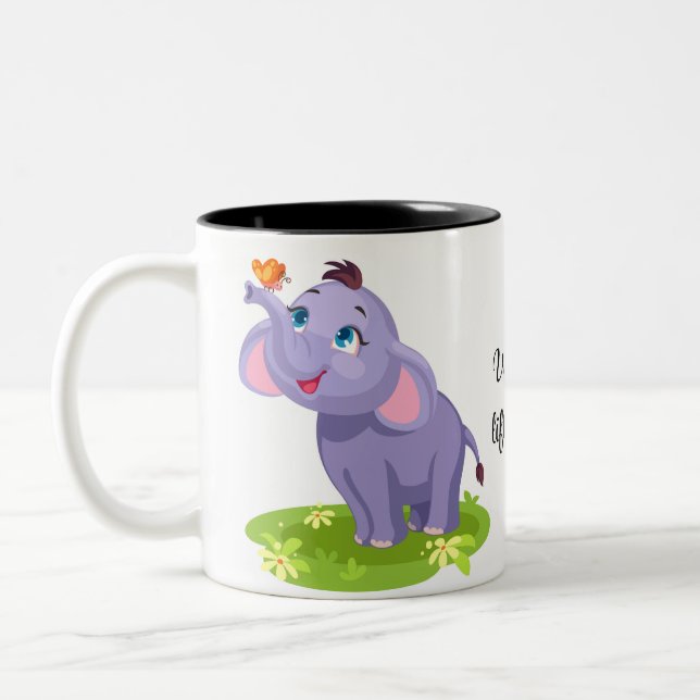 Caneca De Café Em Dois Tons Elefante de banda desenhada (Esquerda)