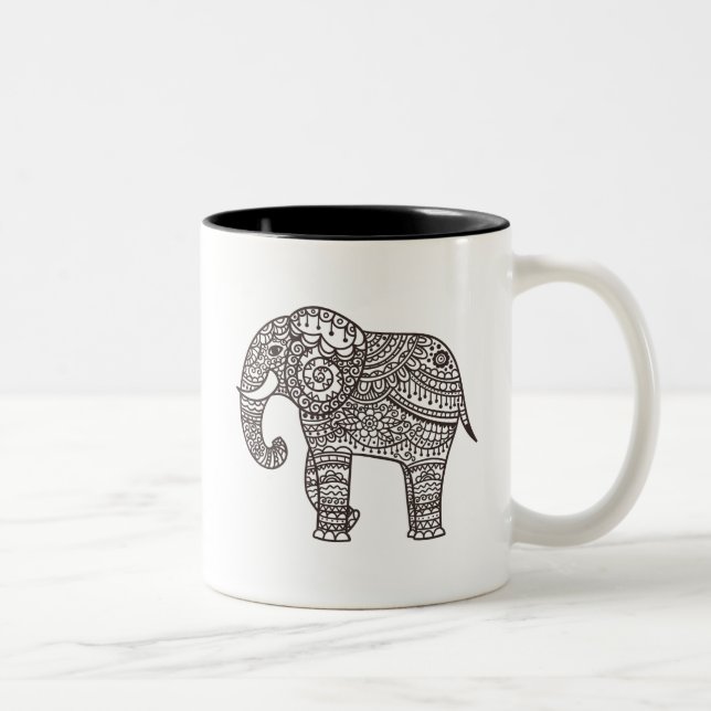 Caneca De Café Em Dois Tons Elefante decorativo do estilo (Direita)