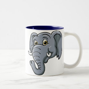 Caneca De Café Em Dois Tons Elefante dos desenhos animados