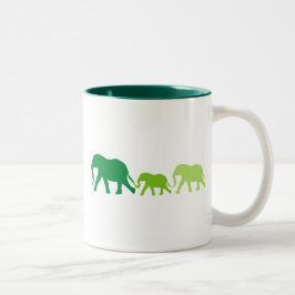 Caneca De Café Em Dois Tons Elefante em Verde