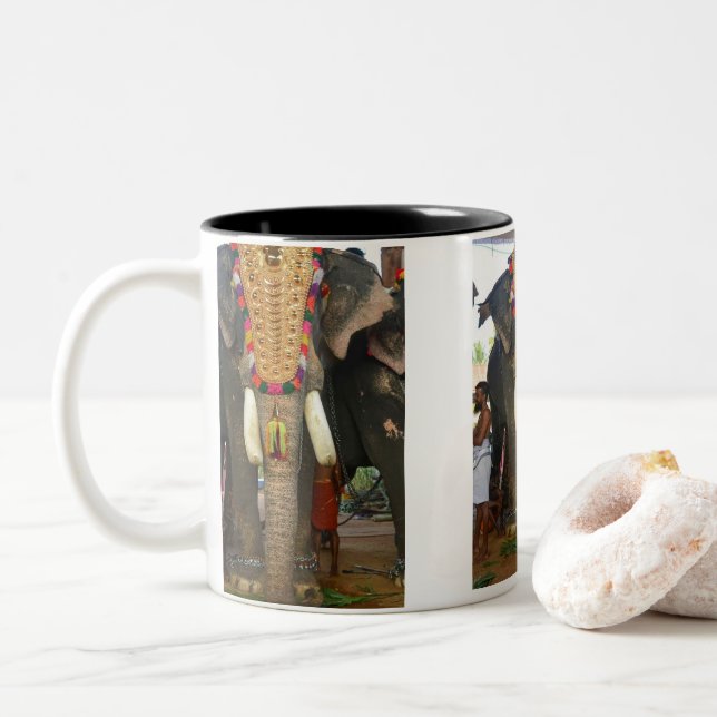 Caneca De Café Em Dois Tons elefante gigante (Com Donut)
