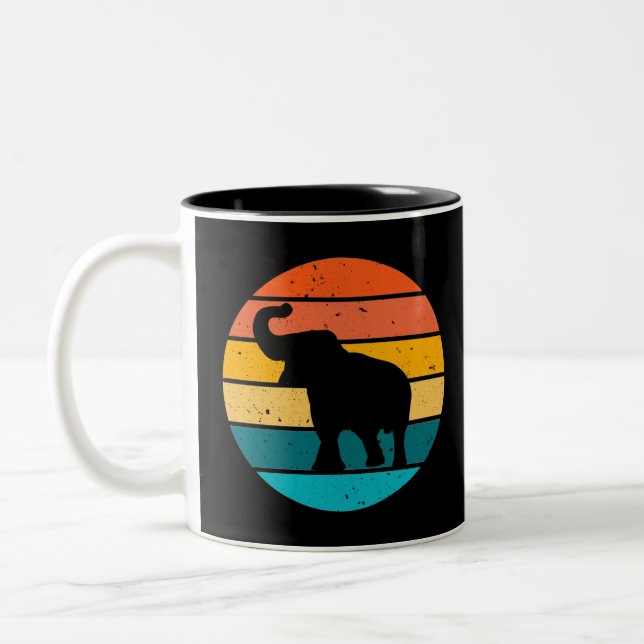 Caneca De Café Em Dois Tons Elefante Retro (Esquerda)