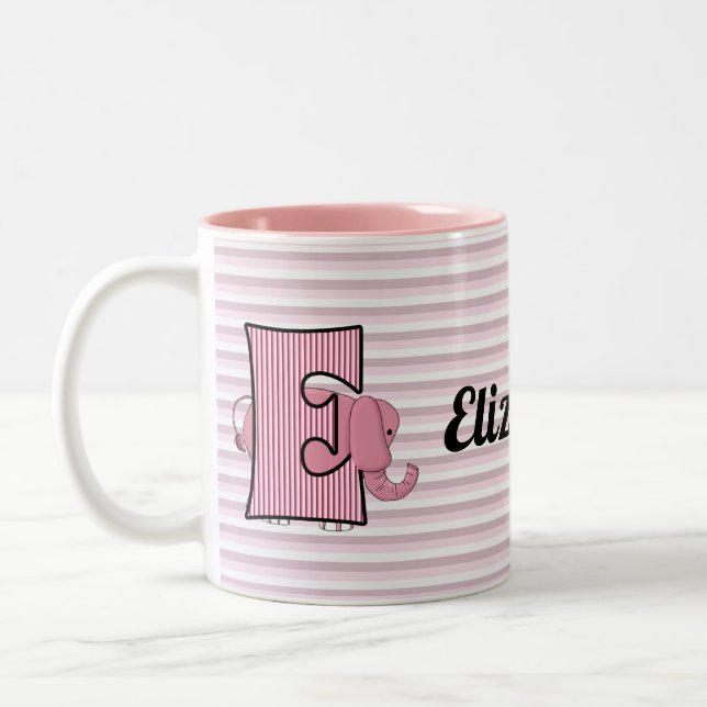 Caneca De Café Em Dois Tons Elefante Rosa Monograma E Kid (Esquerda)