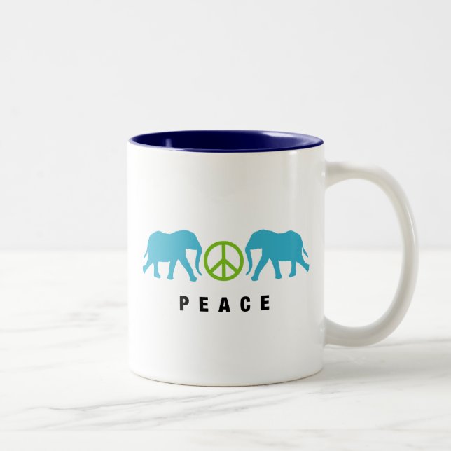 Caneca De Café Em Dois Tons Elefantes com paz (Direita)