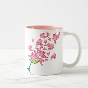 Caneca De Café Em Dois Tons Elefantes cor-de-rosa