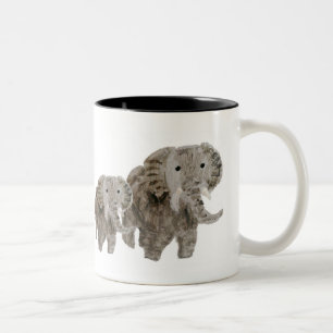 Caneca De Café Em Dois Tons Elefantes de Arte Selvagem
